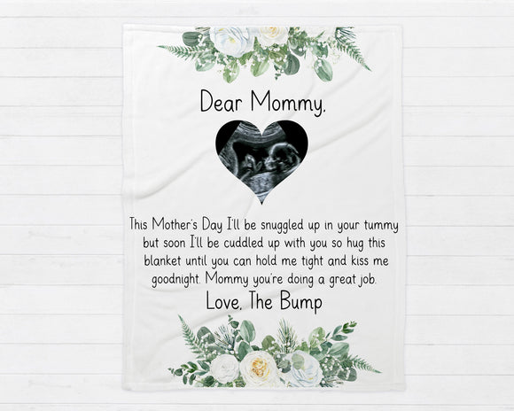 Personalized Mom Blanket, New Mom Blanket, Custom Baby Ultrasound Soft Cozy Sherpa Fleece Throw Blankets, Gift for Mom, Mother's Day Gift