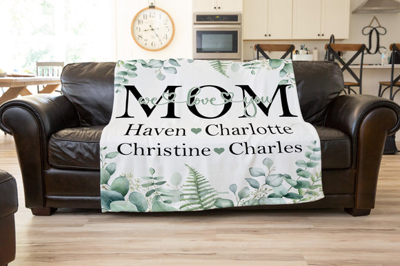 Mom We Love You, Mothers Day Blanket, Mothers Day Gift, Kids Blanket, Personalized Gift, Gift For Mom, Birthday Gift For Mom, Christmas Gift