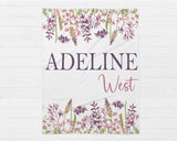 Personalized Baby Blanket Girl - Minky Baby Blanket - Baby Shower Gift - Floral Baby Blanket - Wildflower Baby Girl