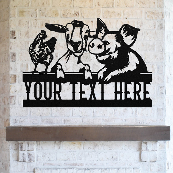 Silly Farm Animals Custom Metal Sign - Metal Porch Sign | Personalized Metal Sign | Custom Porch | Personalized Farm Sign