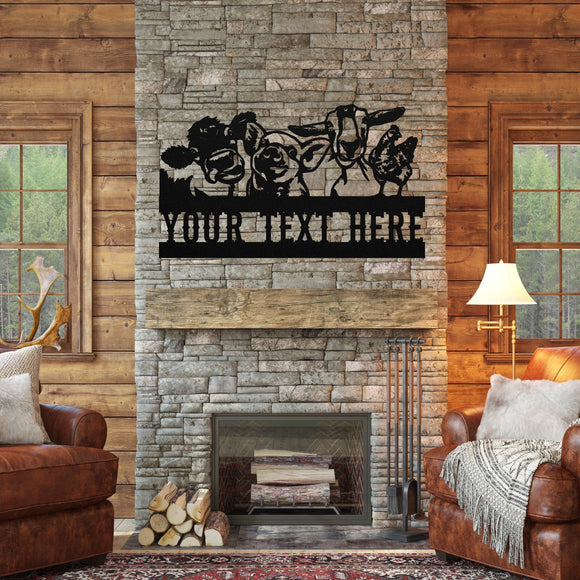 Silly Farm Animals Custom Metal Sign - Metal Porch Sign | Personalized Metal Sign | Custom Porch | Personalized Farm Sign
