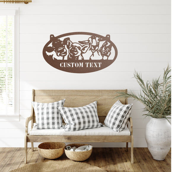 Silly Farm Animals Custom Metal Sign - Metal Porch Sign | Personalized Metal Sign | Custom Porch | Personalized Farm Sign
