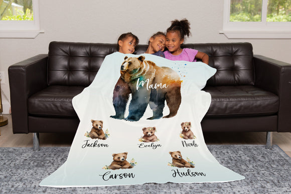 Mama Bear Blanket - Personalized Gifts for Mom, Mother's Day Gift for Wife, New Mom Gift, Mama Bear, Mother's Day, Mom's Birthday