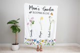 Mom Blanket With Kids Name, Gift For Mom Garden Blanket, Mothers Day Gift From Daughter & Son, Personalized Birth Flower, Grandma Gift