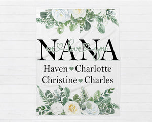 Nana We Love You, Mothers Day Blanket, Mothers Day Gift, Grandkids Blanket, Personalized Gift, Gift For Grandparent, Birthday Gift For Mom