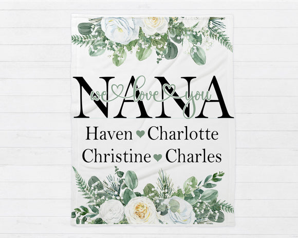 Nana We Love You, Mothers Day Blanket, Mothers Day Gift, Grandkids Blanket, Personalized Gift, Gift For Grandparent, Birthday Gift For Mom