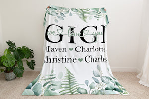 Gigi We Love You, Mothers Day Blanket, Mothers Day Gift, Grandkids Blanket, Personalized Gift, Gift For Grandparent, Birthday Gift For Mom