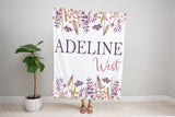 Personalized Baby Blanket Girl - Minky Baby Blanket - Baby Shower Gift - Floral Baby Blanket - Wildflower Baby Girl