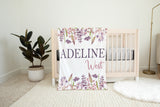 Personalized Baby Blanket Girl - Minky Baby Blanket - Baby Shower Gift - Floral Baby Blanket - Wildflower Baby Girl