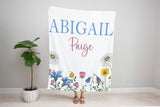 Personalized Baby Blankets For Childs with Name, Baby Blankets with Name, Customized Baby Name Blanket, Gifts For Grandchildren, Wildflower