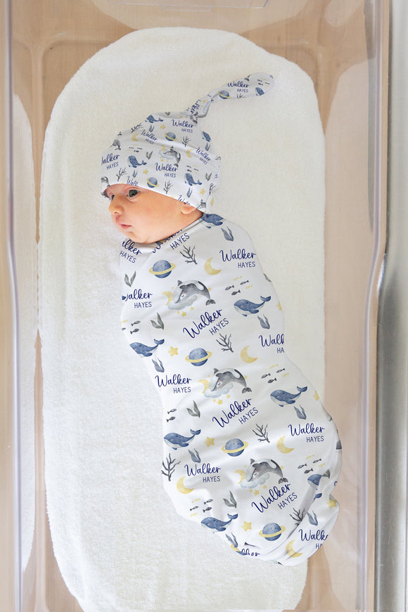 Personalized Whale Blanket Nautical Whale Nursery Baby Boy Blanket Pillow Set Baby Swaddle Nautical Baby Shower Gift Name Receiving Blanket
