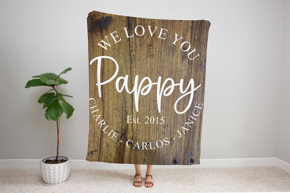 Personalized Grandpa Dad Custom Blanket Fathers Day Gift for him, men throw blanket with grandkids names customized birthday gifts from kids