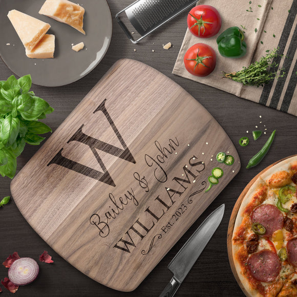 Handmade Cutting Board Personalized Rustic Quote Design, Wedding & Anniversary Gift for Couples, Housewarming and Closing Present