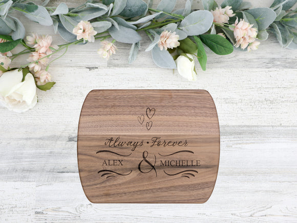 Handmade Cutting Board Personalized Rustic Quote Design, Wedding & Anniversary Gift for Couples, Housewarming and Closing Present