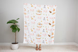 Girl Woodland Swaddle Set, Woodland Baby Blanket, Personalized Swaddle Blanket, Floral Woodland Animal Baby Blanket, Girl Woodland