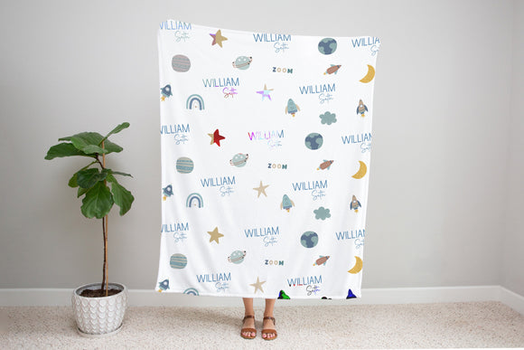 Customized Space Baby Room, Baby Outer Space Swaddle Blanket Gift Idea, Baby Swaddle For Baby Boy, Newborn Baby Name Swaddle, Space Nursery