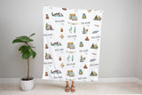 Camping Baby Boy, Girl Swaddle - Camping Blanket With Name for Newborn - Outdoor Camping Nursery Theme , Woodland Nursery, Adventure Baby