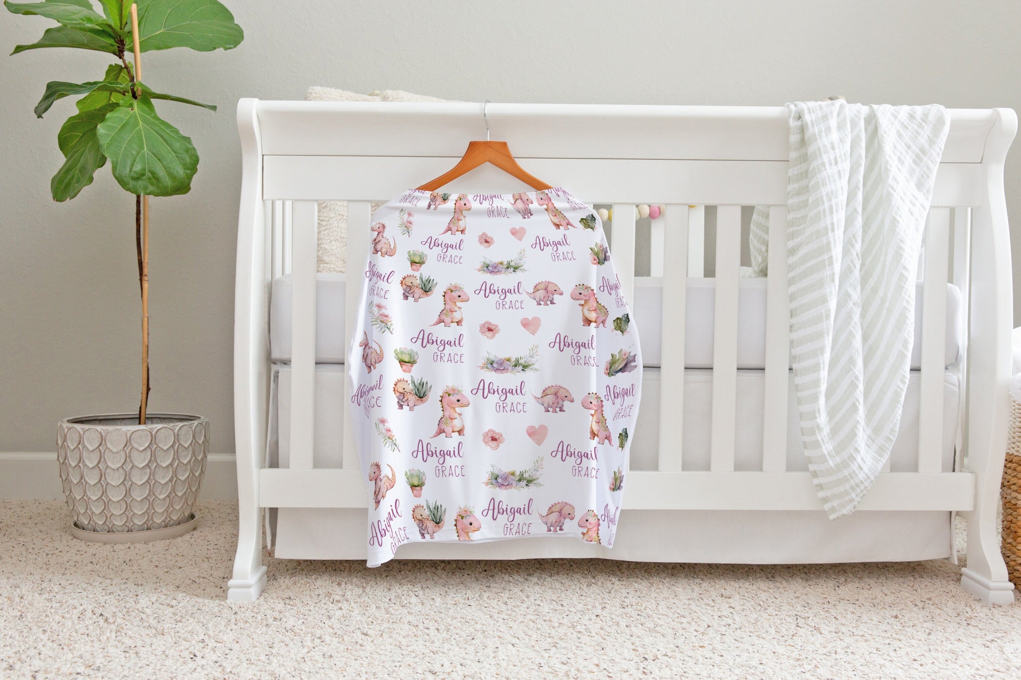 Girl Pink Dinosaur Swaddle Blanket Dinosaur Personalized Baby Set Pe The Kean Farm