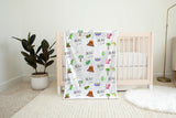 Personalized Dinosaur Swaddle Set - Sherpa Throw Blanket - Dinosaur Name Blanket - Personalized Name Blanket - Dinosaur Baby Blanket