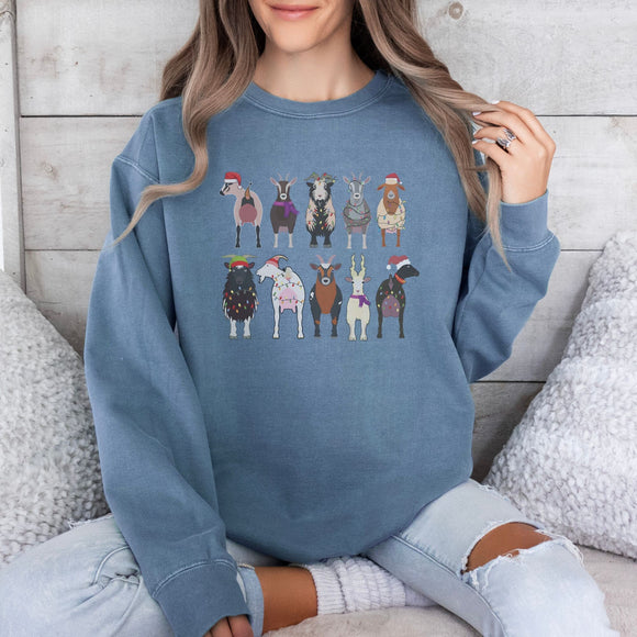 Comfort Color Goat Christmas, Goat Santa Sweatshirt, Christmas Sweatshirt, Goat Sweatshirt, Christmas Family Shirt, Western Sweatshirt