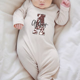 Country Baby, Personalized Neutral Baby Romper Set, Custom Infant Baby Coming Home Outfit, Baby Shower Gift, Sleeper With Footies, Cow Print
