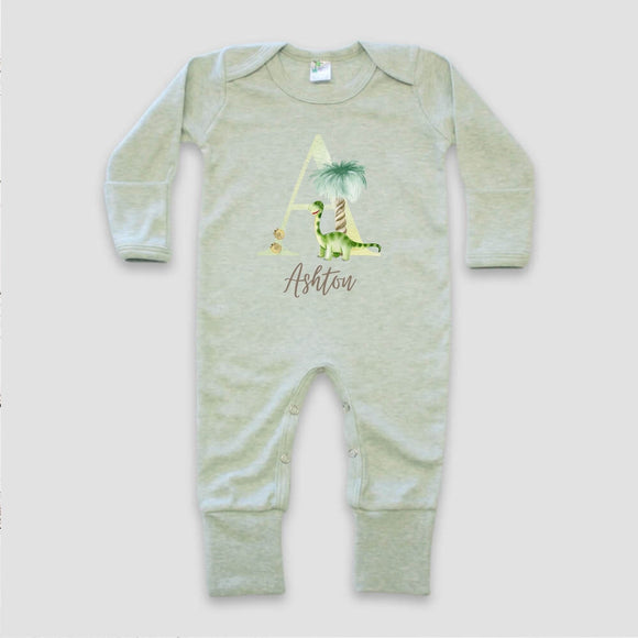 Dinosaur Baby, Dinosaur Outfit, Baby Shower Gift, Custom Coming Home Outfit, Baby Custom Hat, Cute Baby Outfit, Baby Name Initial Gift